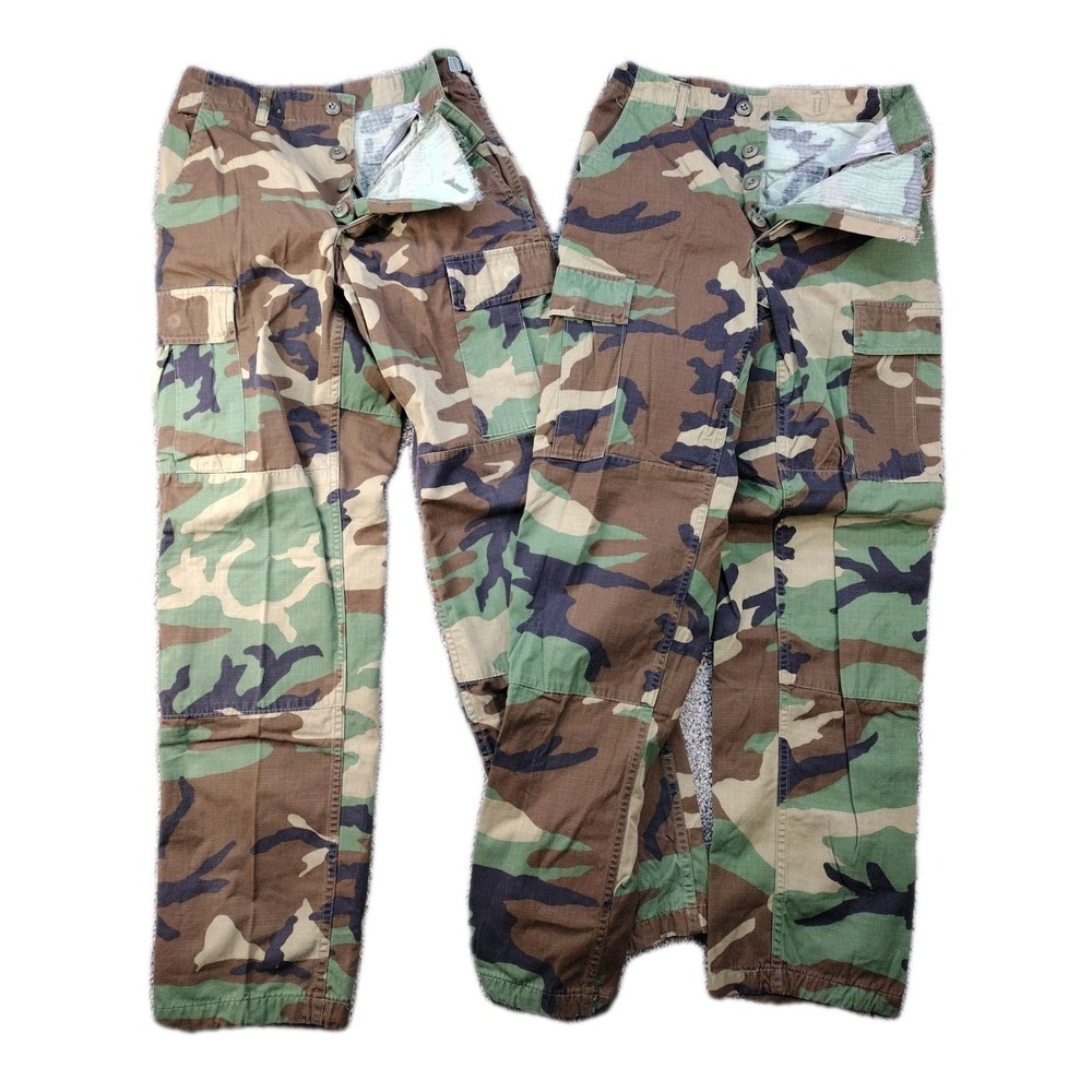 2 BDU Y2K Pants X SM REG Military Woodland Camo Hot Weather Combat Ripstop 90s
